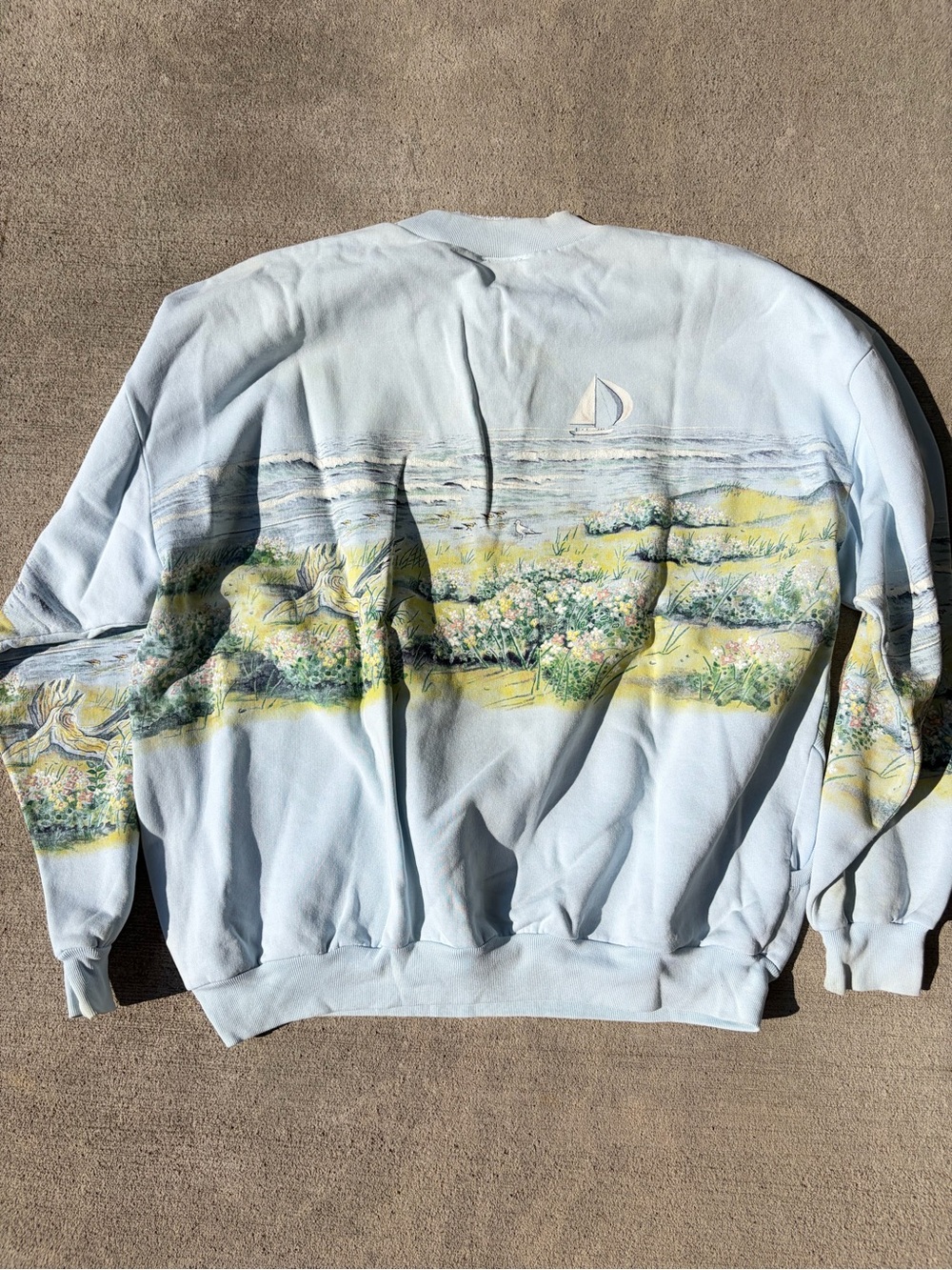Vintage 90s art unlimited beach seagull marsh coastal crewneck sweatshirt fleece - Picture 3 of 7